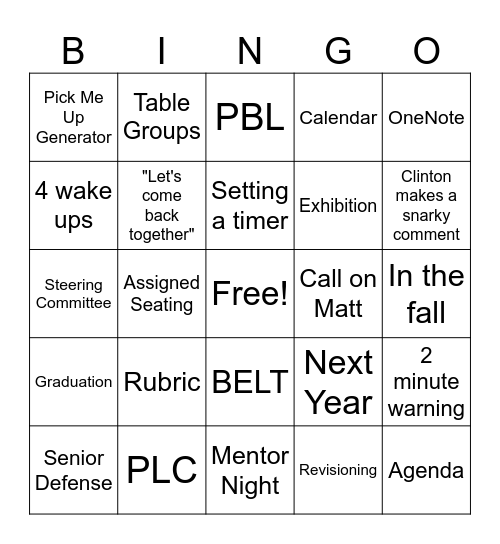 June 12 Bingo Card