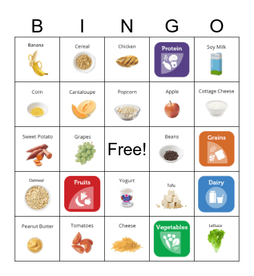 Nutrition Bingo Card