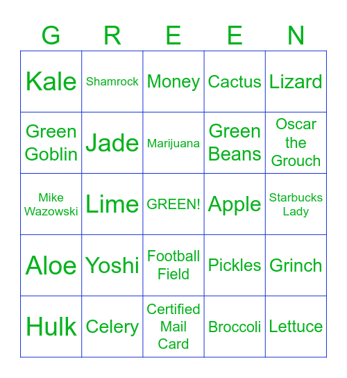 THINGS THAT ARE Bingo Card