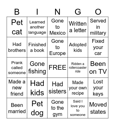 Have you ever...? Bingo Card