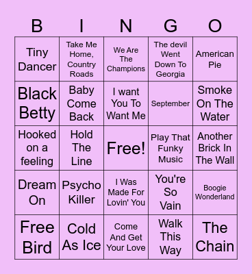 Music Bingo Card
