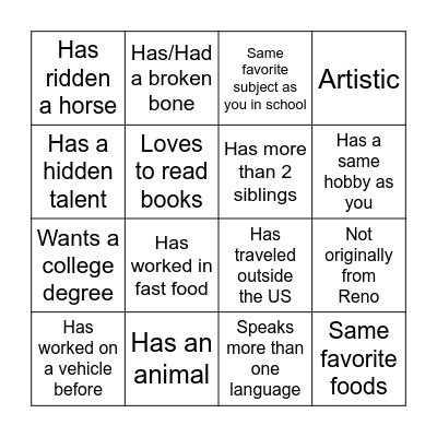 Networking Blackout Bingo Card