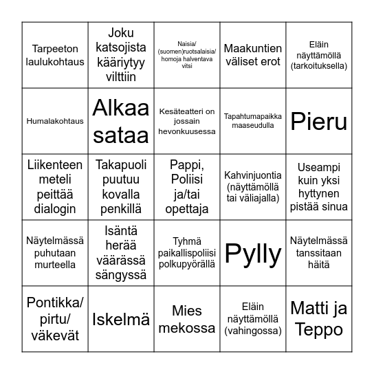 Kesäteatteribingo Card