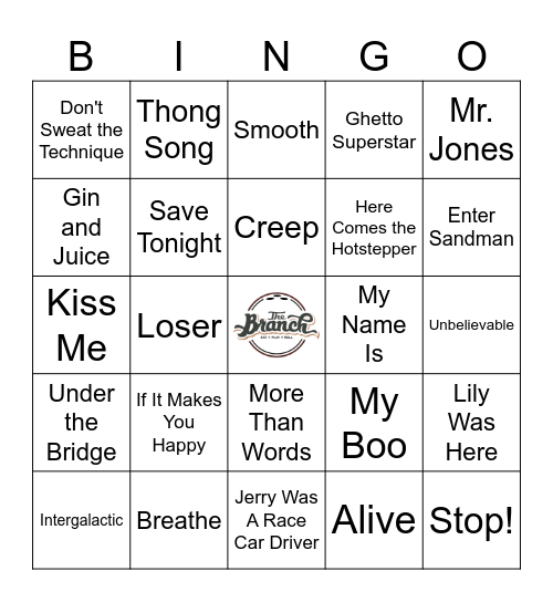 90's Bingo Card