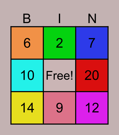 Linguistic Bingo Card