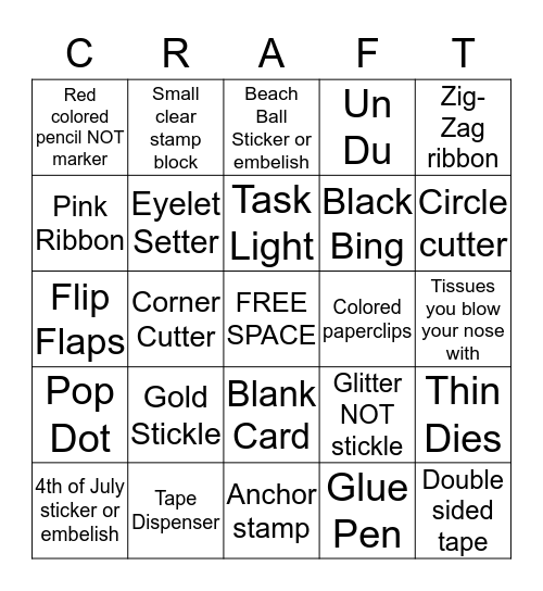 Cindy's Summer Crop Bingo Card