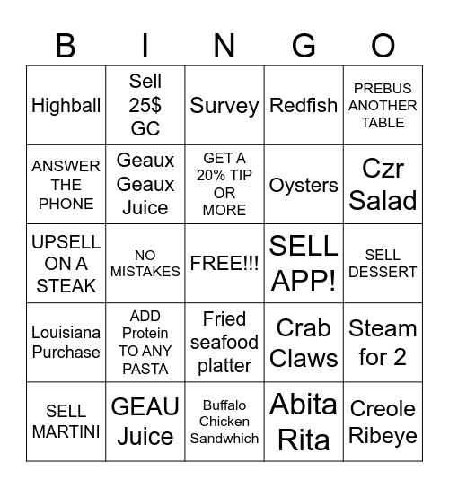 SERVER BINGO Card