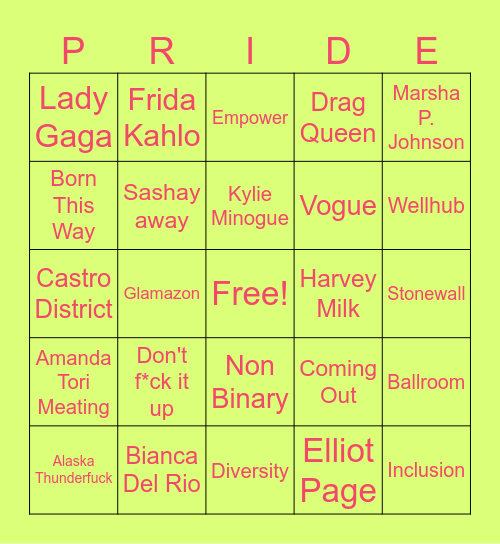 WELLPRIDE TOWN HALL Bingo Card