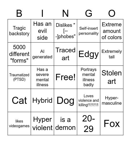 TFN Fursona Bingo Card