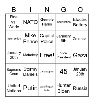 Debate, 2024 Bingo Card