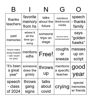 GRADUATION Bingo Card