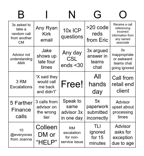 Fidelity Bingo 6/17-6/21 Bingo Card