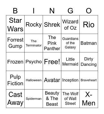 Movie Theme Songs Bingo Card