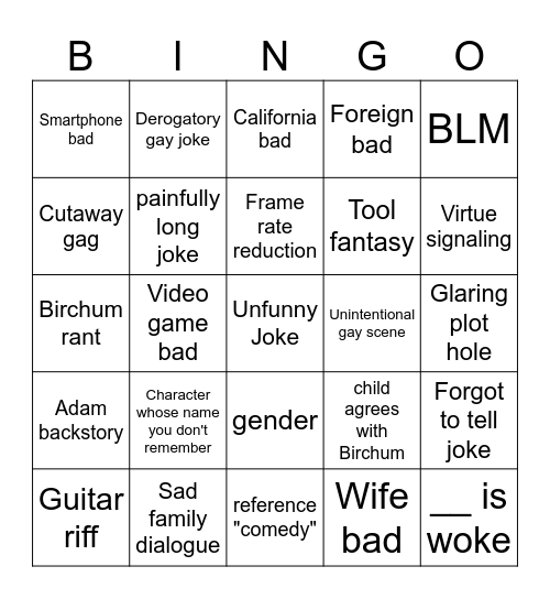 Birchum Bingo Card