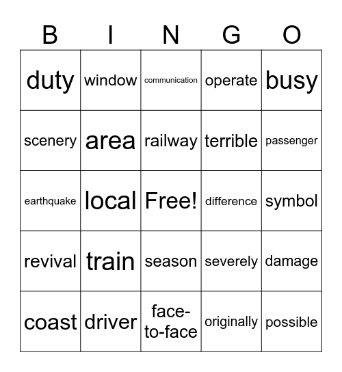 Lesson 3 Bingo Card