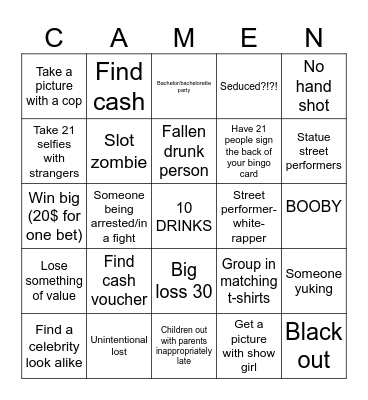 BAMDEN BIRTHDAY BINGO Card