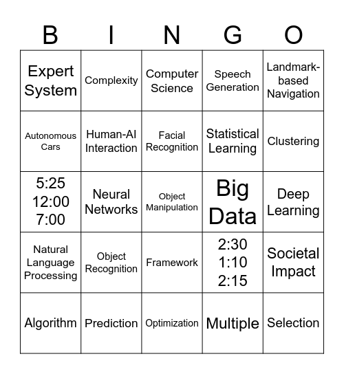 Bingo de IA Bingo Card