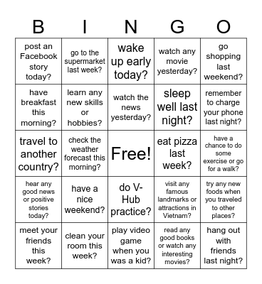 Did you ... Bingo Card