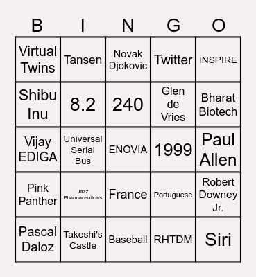 LETS PLAY BINGO Card