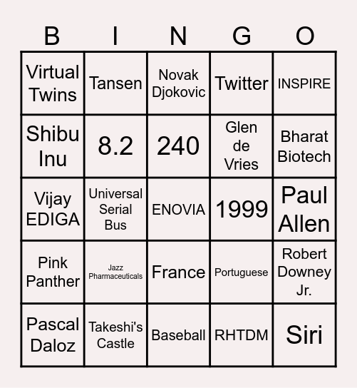 LETS PLAY BINGO Card
