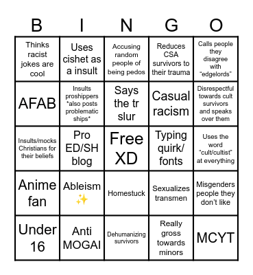 :( Bingo Card