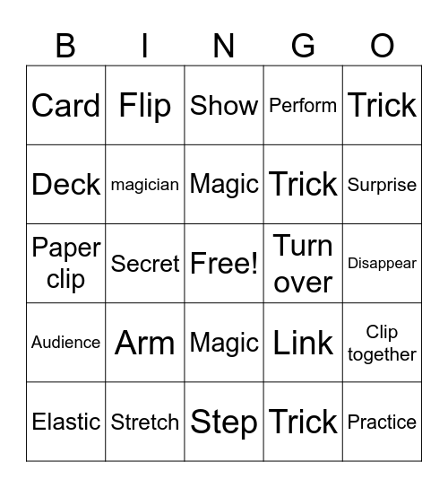 Magician Bingo Card