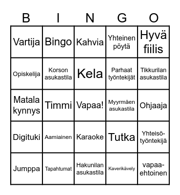 Asukastila Bingo Card