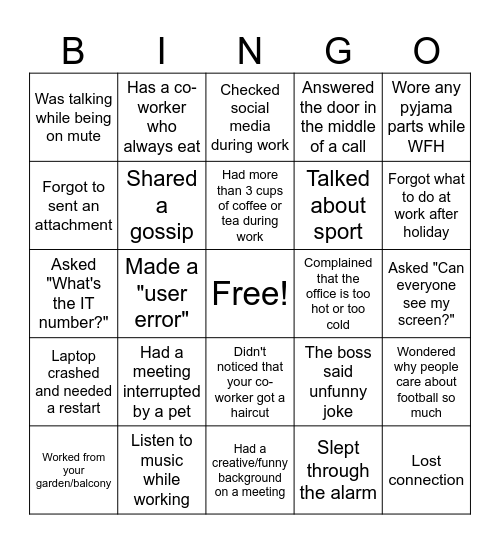 NTP BINGO Card