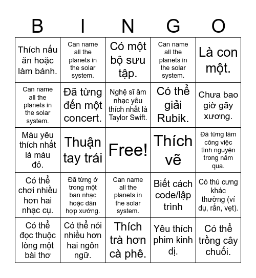 HUMAN BINGO!! Bingo Card