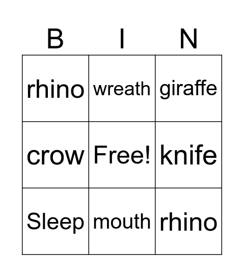 EE2A Unit 8 Bingo Card