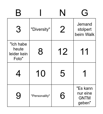 GNTM 2024 Bingo Card