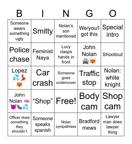 The Rookie Bingo Card