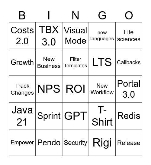 XTM Q3 Bingo! Bingo Card