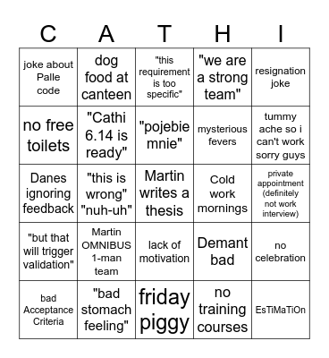 Cathi Team Bingo Card