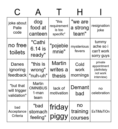 Cathi Team Bingo Card