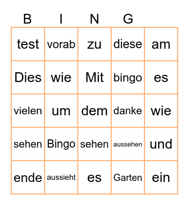 Test Bingo Card