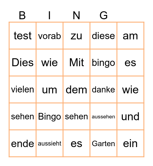 Test Bingo Card