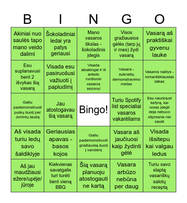 MD summer Bingo Card