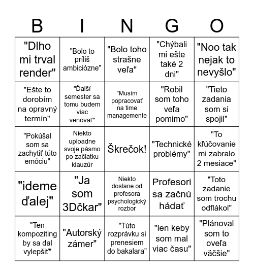 KLAUZÚRNE Bingo Card