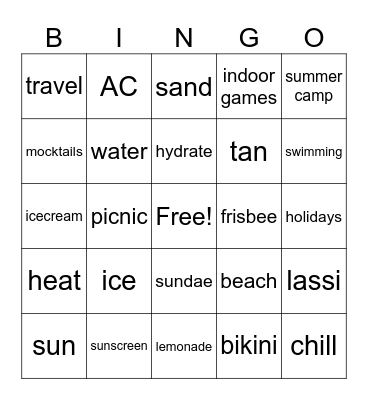 Summer Special Bingo Card