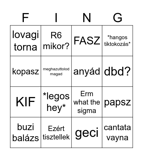 KURVA ISTEN FASZA BINGO Card