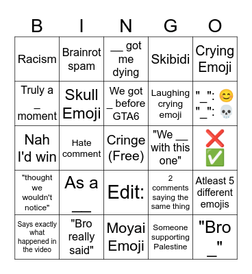 Brainrot Bingo Card