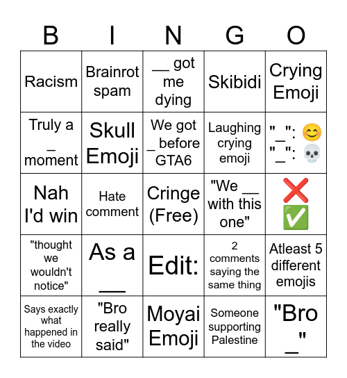 Brainrot Bingo Card