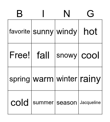 6A Bingo Card