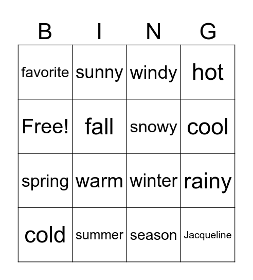 6A Bingo Card