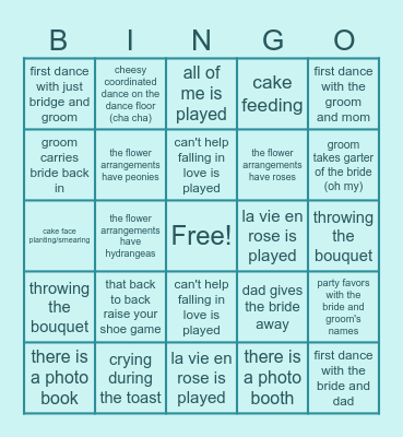 Wedding Bingo Card