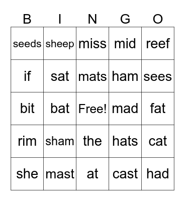 Reading Bingo Card