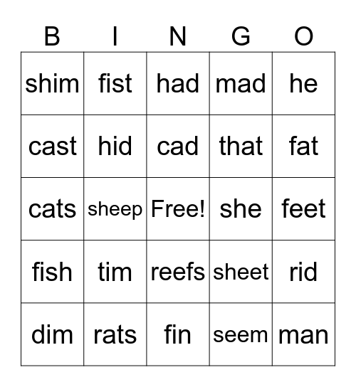 Reading Bingo Card