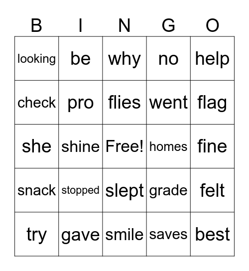 Closed, Silent-e, Open Syllables & Inflected Endings Bingo Card