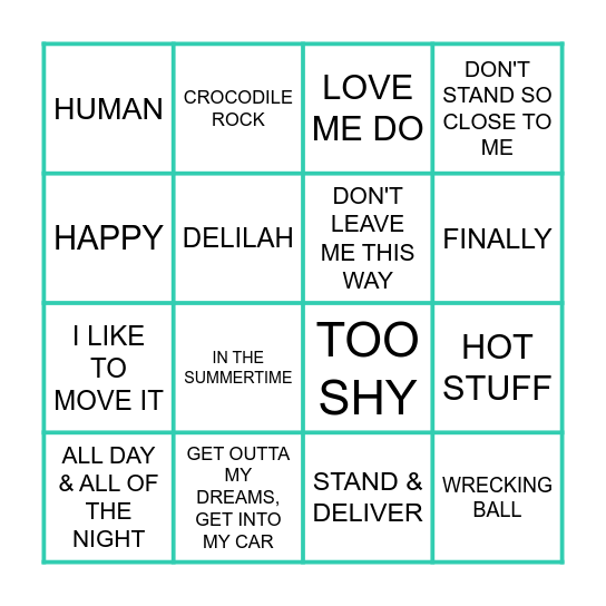 THE HIT LIST Bingo Card